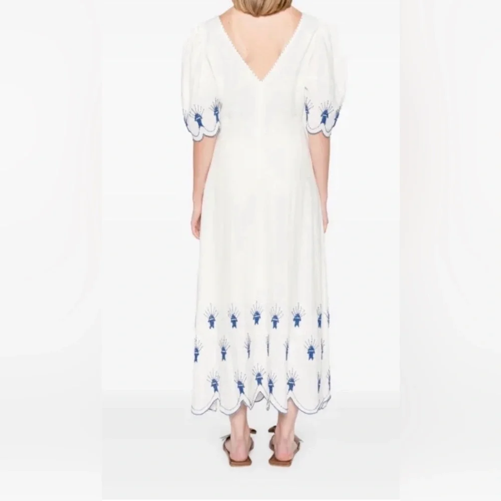 NWOT Farm Rio Sea of Fish Maxi - Beaded White Dress - Picture 2 of 5